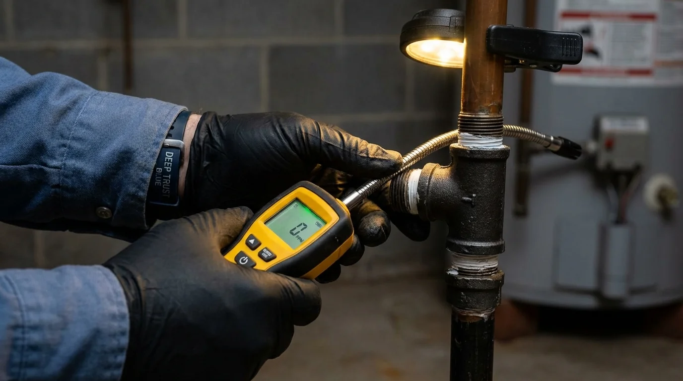 Gas leak detection with electronic sniffer by Johns Plumbing LLC in Nicholasville