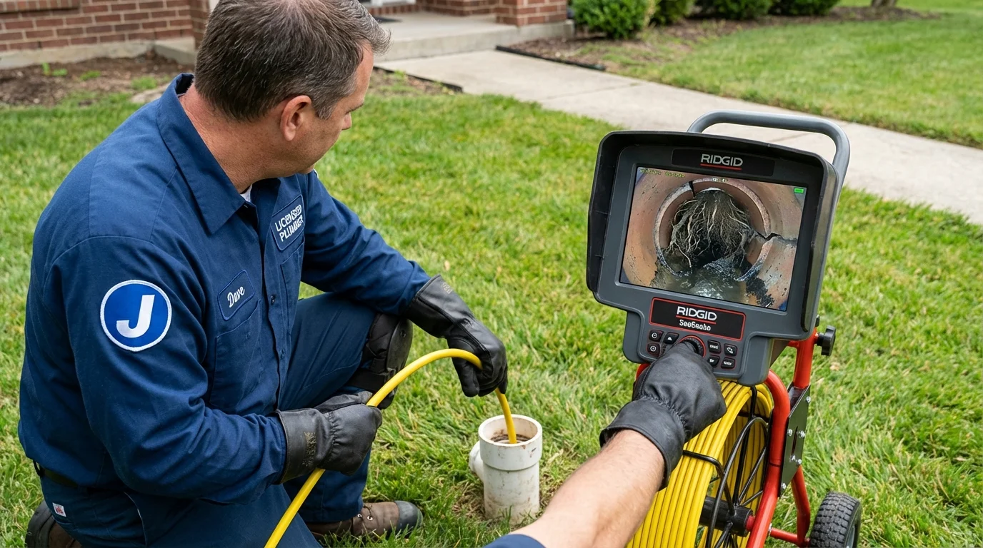 Sewer camera inspection being performed by Johns Plumbing LLC in Nicholasville