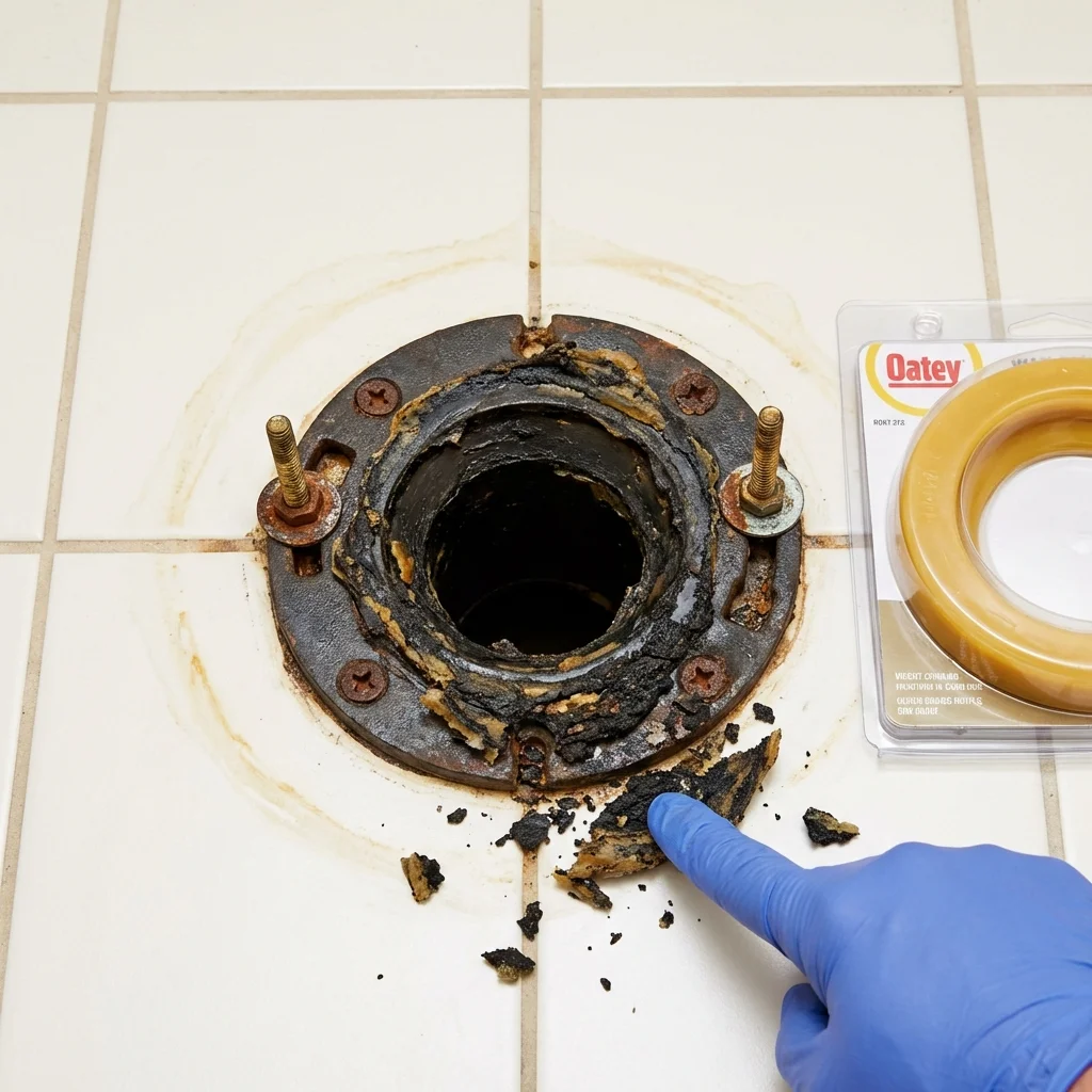 Failed wax ring showing water seepage at the base of a toilet in a Nicholasville, KY home